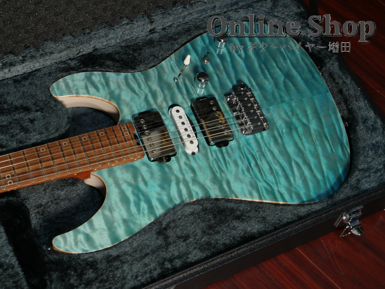 USED 2022 Schecter Exceed EX-5B-24-CTM-VTR 5A Quilted Maple & Pau Ferro Neck Calibean Blue / Trans White