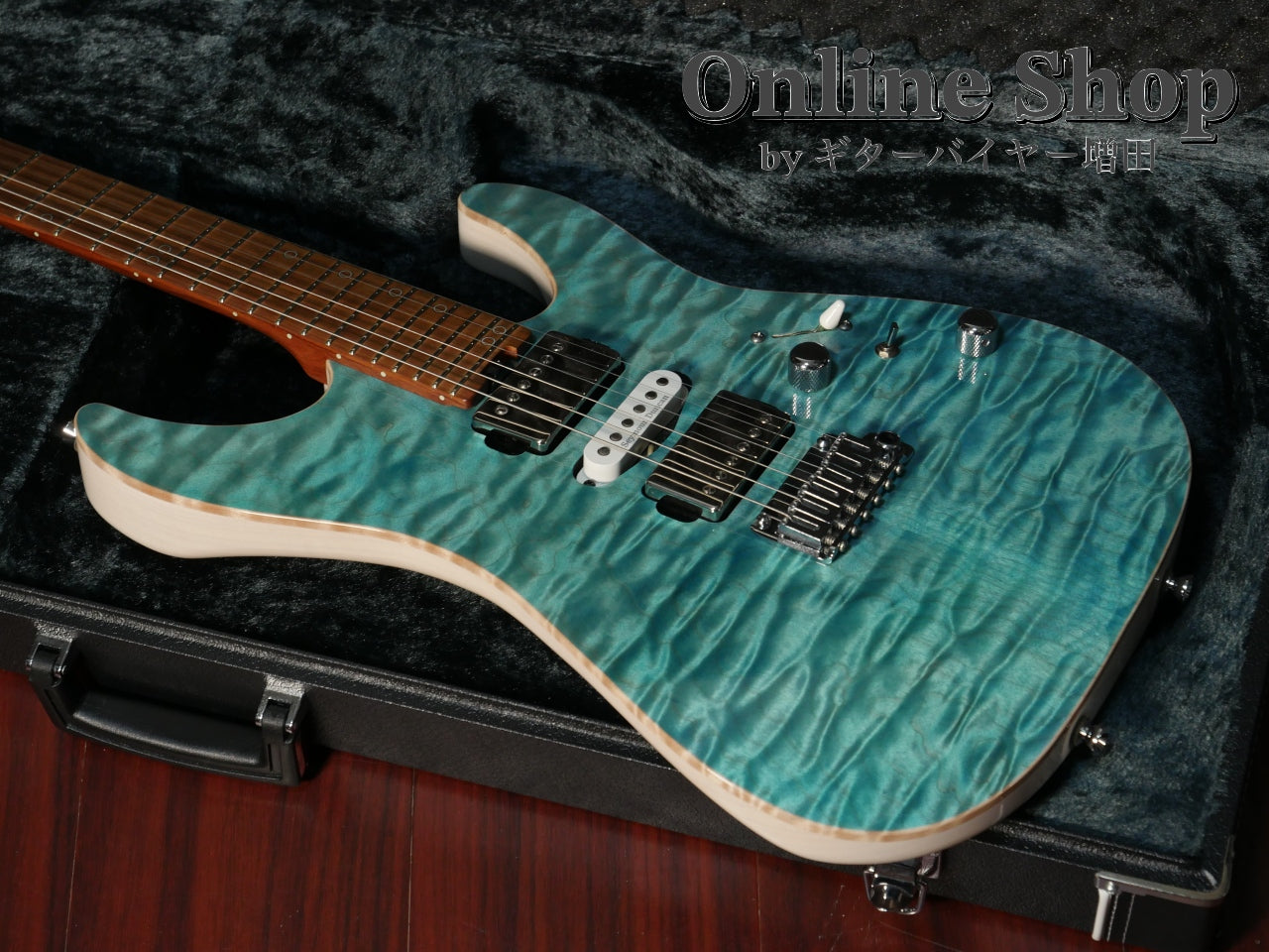 USED 2022 Schecter Exceed EX-5B-24-CTM-VTR 5A Quilted Maple & Pau Ferro Neck Calibean Blue / Trans White