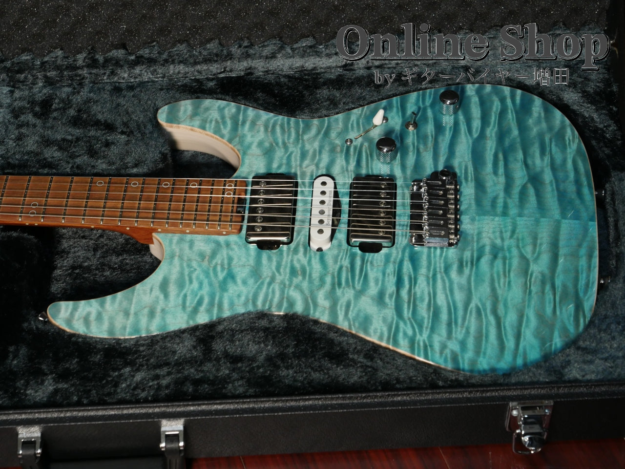 USED 2022 Schecter Exceed EX-5B-24-CTM-VTR 5A Quilted Maple & Pau Ferro Neck Calibean Blue / Trans White