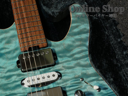 USED 2022 Schecter Exceed EX-5B-24-CTM-VTR 5A Quilted Maple & Pau Ferro Neck Calibean Blue / Trans White