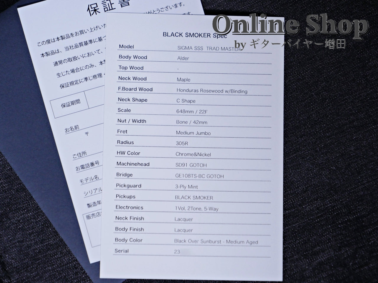 USED 2023 Black Smoker Sigma SSS Trad Master Black Over Sunburst Medium Aged