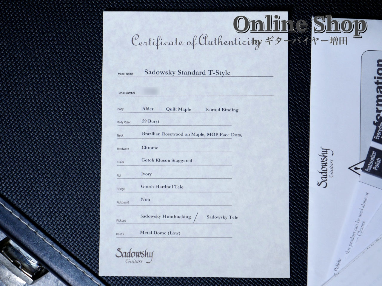 USED Sadowsky NYC Standard T-Style "Brazilian Rosewood FB" 59 Burst