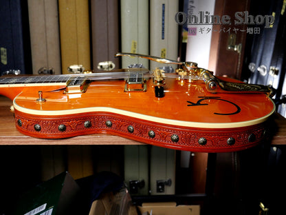 USED 2006 Gretsch G6130W Roundup with Leather Trim Western Maple Stain