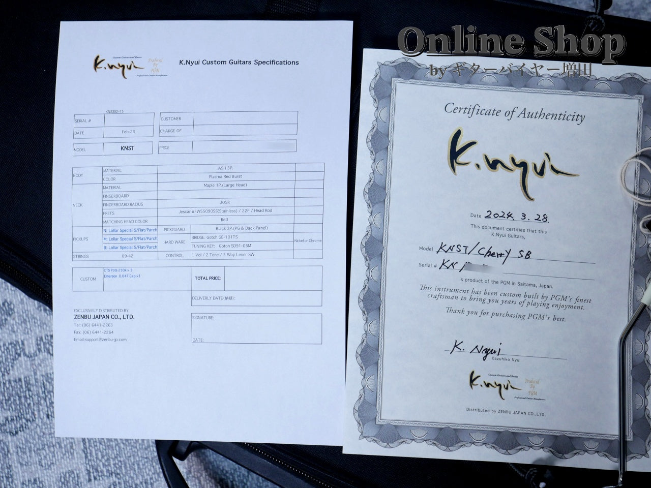 USED 2024s K.Nyui Custom Guitars KNST MH Cherry Sunburst / Maple