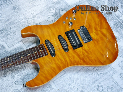 USED 2000 Tom Anderson Drop Top "Brazilian Rosewood" Translucent Amber Burst with Binding
