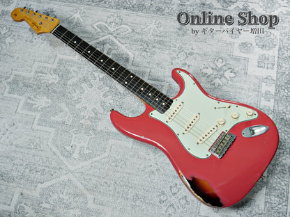 USED 2019 Fender Custom Shop MBS "Carlos Lopez" 1963 Stratocaster Relic "Reverse Headstock" Fiesta Red Over 3-Color Sunburst