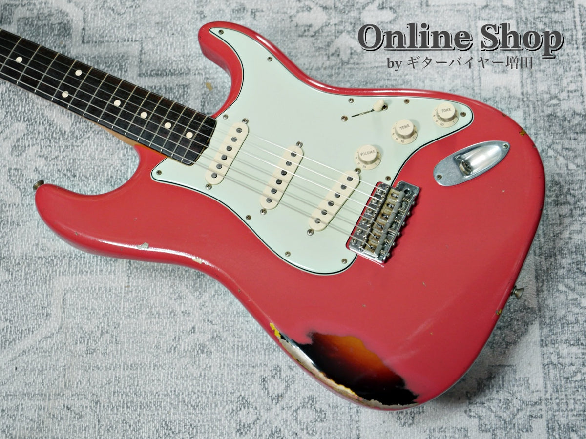 USED 2019 Fender Custom Shop MBS "Carlos Lopez" 1963 Stratocaster Relic "Reverse Headstock" Fiesta Red Over 3-Color Sunburst