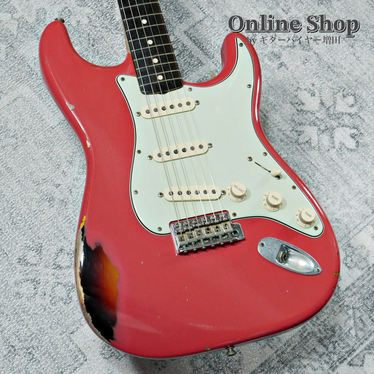 USED 2019 Fender Custom Shop MBS "Carlos Lopez" 1963 Stratocaster Relic "Reverse Headstock" Fiesta Red Over 3-Color Sunburst