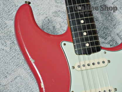 USED 2019 Fender Custom Shop MBS "Carlos Lopez" 1963 Stratocaster Relic "Reverse Headstock" Fiesta Red Over 3-Color Sunburst