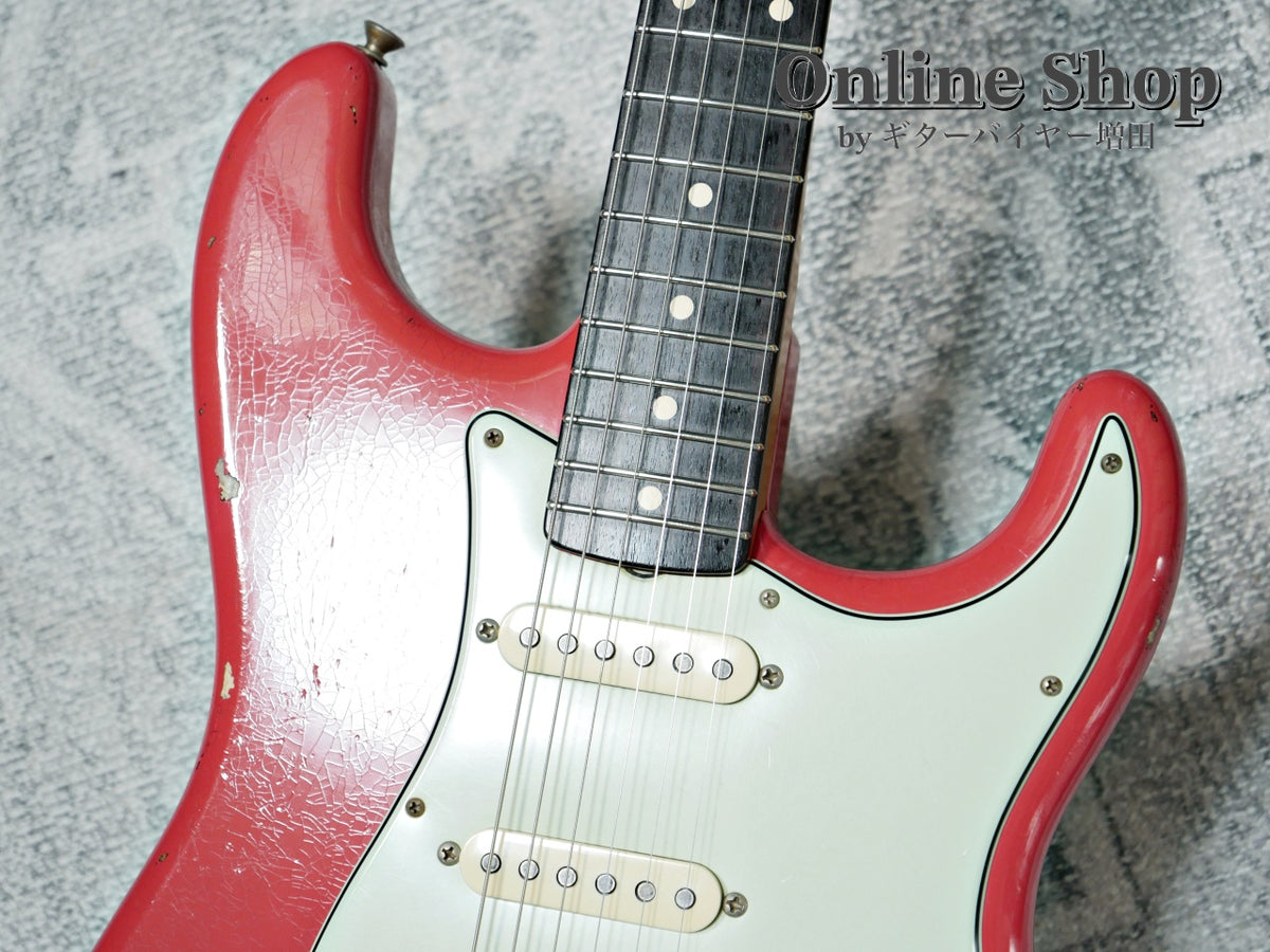 USED 2019 Fender Custom Shop MBS "Carlos Lopez" 1963 Stratocaster Relic "Reverse Headstock" Fiesta Red Over 3-Color Sunburst