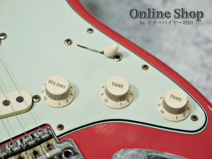 USED 2019 Fender Custom Shop MBS "Carlos Lopez" 1963 Stratocaster Relic "Reverse Headstock" Fiesta Red Over 3-Color Sunburst