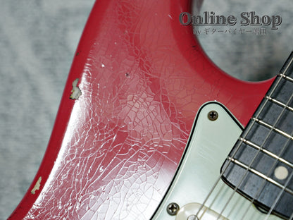 USED 2019 Fender Custom Shop MBS "Carlos Lopez" 1963 Stratocaster Relic "Reverse Headstock" Fiesta Red Over 3-Color Sunburst