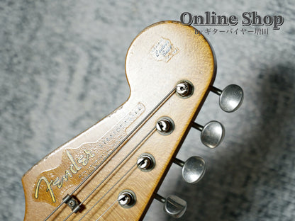 USED 2019 Fender Custom Shop MBS "Carlos Lopez" 1963 Stratocaster Relic "Reverse Headstock" Fiesta Red Over 3-Color Sunburst