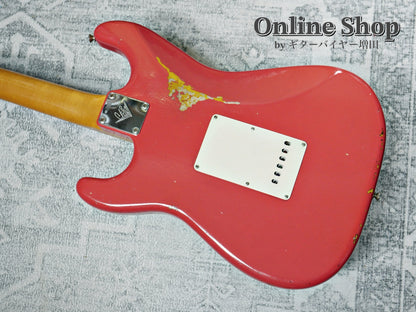 USED 2019 Fender Custom Shop MBS "Carlos Lopez" 1963 Stratocaster Relic "Reverse Headstock" Fiesta Red Over 3-Color Sunburst