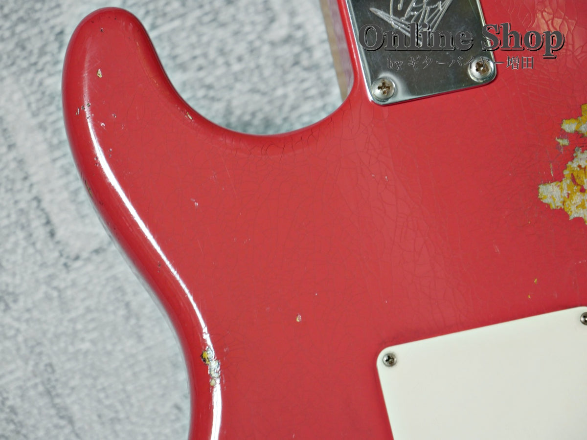 USED 2019 Fender Custom Shop MBS "Carlos Lopez" 1963 Stratocaster Relic "Reverse Headstock" Fiesta Red Over 3-Color Sunburst