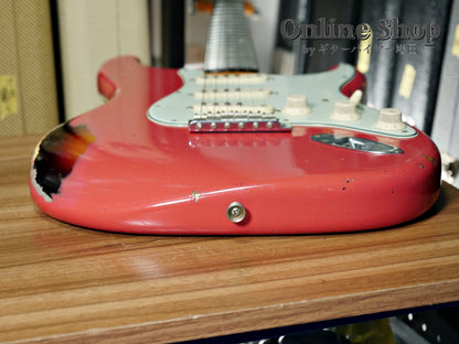 USED 2019 Fender Custom Shop MBS "Carlos Lopez" 1963 Stratocaster Relic "Reverse Headstock" Fiesta Red Over 3-Color Sunburst